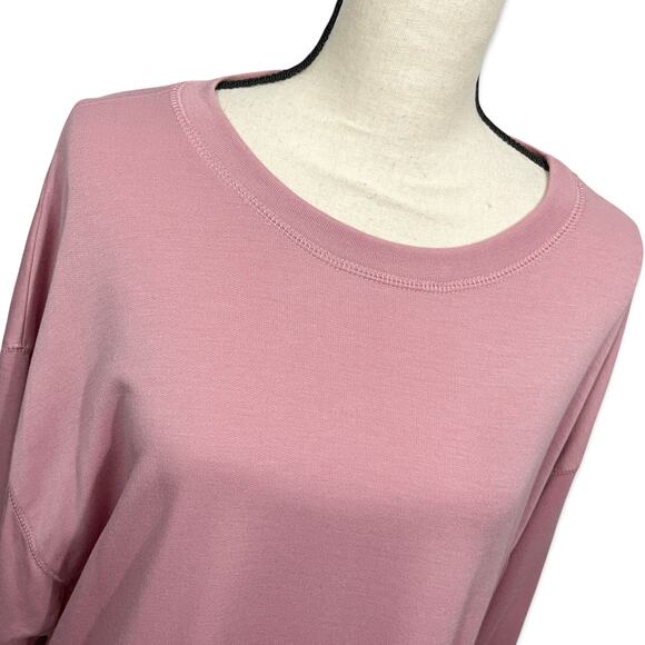 Found Los Angeles Pink Sweatshirt NEW Womens Sz S Raglan Sleeves Hi-Lo Split Hem - Picture 5 of 7
